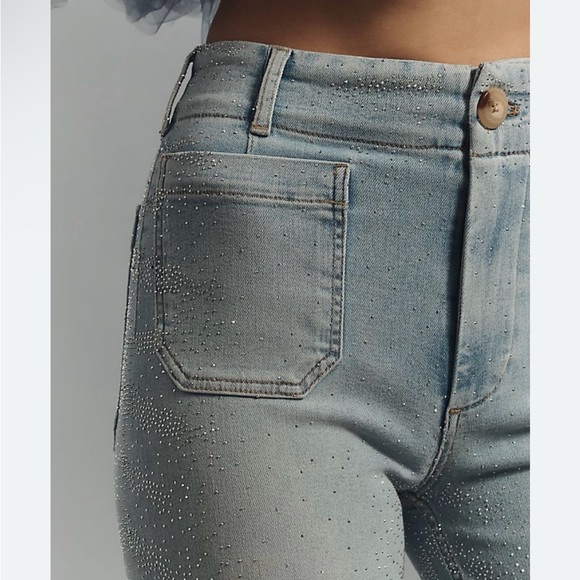 Denim - NWOT Maeve The Colette Full Length Rhinestone Wide Leg Jeans Size 32